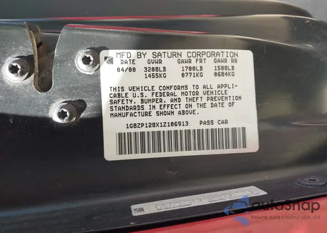 2001 Saturn Sc1 from USA, damaged, VIN 1G8ZP128X1Z106913